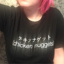 Футболка с куриными Nuggets, футболка в стиле Харадзюку, женская футболка с японскими буквами Tumblr, хипстерские повседневные топы, летняя футболка с коротким рукавом, футболки 2024 - купить недорого