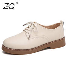 ZOQI 2018 Genuine Leather Women Shoes New Casual Flat Shoes Women Lace Up Womens Shoes Flats Moccasins Sneakers Zapatos Mujer 2024 - buy cheap