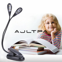 Luminária led dupla com prendedor para leitura, luminária portátil e dobrável com 4 baterias usb