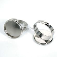 16mm camafeo de vidrio cabujones anillos hallazgos bisel redondo disco ajustable anillo configuración Chapado en tono rodio 2024 - compra barato