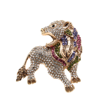 50pcs/lot  Multicolor Rhinestone  Gold-Tone Roaring Lion Brooch Pin Crystal Animal Brooch Pin 2024 - buy cheap