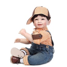 22inch 55cm silicone Vinyl Reborn Baby Toy Doll smiling sunshine boy realistic dolls  vivid kids fashion birthday Gift Present 2024 - buy cheap