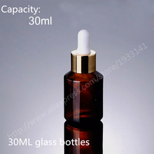 Botella cuentagotas de vidrio ámbar oblicua de 10X30 ml, contenedor cuentagotas de vidrio marrón de 1oz para uso en aceites esenciales 2024 - compra barato