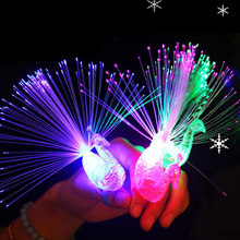 Glowing 100PCS Peacock Finger Light Flash Color Changing Peacock Open Screen Fiber Optic Light Finger Light Shining In The Dark 2024 - buy cheap