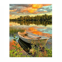 Quadrado completo/broca redonda 5d diy paisagem pintura diamante "lago pôr do sol" bordado ponto cruz 5d casa decoração presente 2024 - compre barato