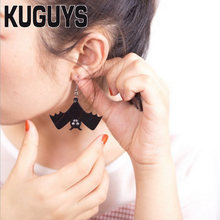 KUGUYS Fashion Black Bat Drop Earring Women Dangle Punk Acrylic Jewelry Halloween Party Gift 2024 - buy cheap