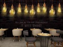 Personalizado 3d papel de parede mural preto série tijolo lâmpada inspirador fundo da pintura decorativa 2024 - compre barato