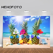 Fondo de fotografía con temática Hawaiana de playa, telón de fondo de piña, playa, cielo, vacaciones de verano, decoración de fiesta 2024 - compra barato