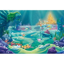 Little Mermaid Birthday Party Photo Booth Backdrop Fishes Bubbles Castle Under the Sea Princess Baby Girl Photography Background 2024 - buy cheap