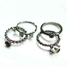 Bluelans 4Pcs Women Retro Punk Rhinestone Rings Set Mid Finger Stack Ring Fashion Jewelry 2024 - buy cheap