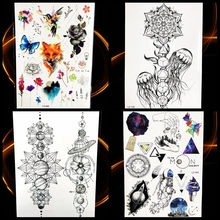 3D Black Geometric Jellyfish Temporary Tattoo Stickers Women Mandala Flower Tattoo Bracelet Planet Men Arm Fox Tatoo Supplies 2024 - buy cheap