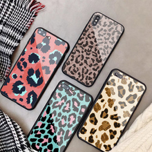 Colorful leopard print Tempered Glass Phone Case For iPhone X XR XS XS Max 8 7 6 6S Plus  For iPhone 5 SE 5S 2024 - buy cheap