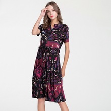 New Fashion Summer Women Dress Real Silk Dress Mid-calf V-neck Mid-waist Silk Loose Elegant  OL Dress 9011 2024 - buy cheap