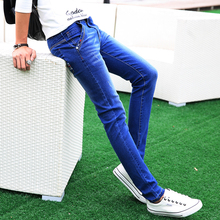 27-36 Size Youth Blue Jeans Small Stretch Cotton Denim Pants Fashion Casual Trousers Men 2024 - buy cheap