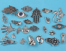 Mixed Vintage Silver Hamsa Hand Eye of Horus Boxing Gloves Arm Foot Charms Pendant For Jewelry Making Bracelet Random delivery 2024 - buy cheap
