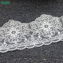 Tecido de renda de algodão bordado 14 yds., tecido macio de tule para costura de flores. aplique escalopes com 8.5cm. 2024 - compre barato