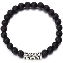 BLACK Lava Stone Beads Bracelet Men Strand Bracelets For Women Handmade Men Jewelry Charm Cuff Wristband AdjustableBracelet NS11 2024 - buy cheap