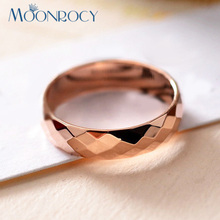 MOONROCY Бесплатная доставка Модные кольца цвета розового золота с кристаллами модные ювелирные изделия простое обручальное кольцо для женщин или мужчин 2024 - купить недорого