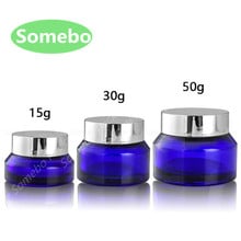 100pcs/lot High quality 15G/30G/50G Blue Glass Jars, Blue Cream Jars, Skin Care Cream Bottles,  Glass Cosmetic Containers 2024 - buy cheap