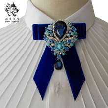 New Free Shipping fashion Men's male groom wedding diamond treasure velvet collar tie luxury nightclub MC host stage Headdress 2024 - buy cheap