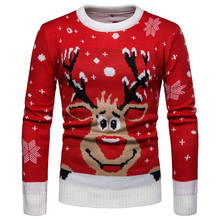 Brand Christmas Style Winter Pullover Sweater Mens Deer Printed Long Sleeve Sweaters Casual Slim Fit Thick Sweaters 2024 - buy cheap