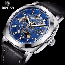 BENYAR-Reloj de pulsera de cuero para hombres, cronógrafo mecánico automático de lujo, creativo, a la moda, nuevo, 2020 2024 - compra barato