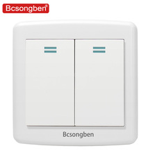 Bcsongben-Interruptor de luz de pared estándar internacional, panel de Pc blanco de lujo, 2 entradas, 2 vías, AC110V-250V de cocina 2024 - compra barato