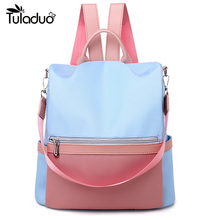 Multi-function Backpack High School Students Backpack Ladies Korean Large-capacity High Quality Color Stitching Fashion Leisure 2024 - buy cheap