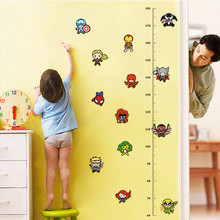 Adesivo de parede para decoração das crianças, desenho animado, vingadores, altura de medida, gráfico de crescimento para quartos de crianças, arte, pôsteres diy 2024 - compre barato