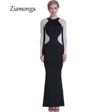 Sexy Boat Neck Black Mesh Long Sleeve Dress Winter Women Bodycon Elegant Maxi Dress 2017 Fashion Rivet Splice Long Dress S2679 2024 - buy cheap