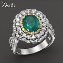 Luxurious Elegant Green Stone Rings For Ladies Oval AAA Cubic Zircon Three Layer Petal Banquet Fine Jewelry Bijoux Anillos B2299 2024 - buy cheap