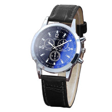 Fashion Faux Leather Mens Analog Quarts Watches Hot Sale Blue Ray Men Wrist Watch Male Watch Top Brand Luxury Casual Watch Clock 2024 - buy cheap