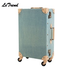 Fashion Vintage Suitcase Wheels PP+PU Leather Rolling Luggage Spinner Women Retro Trolley 24 inch Cabin Travel Bag Men Carry On 2024 - buy cheap
