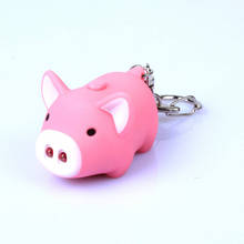 Print LOGO cute pig led keychains flashlight sound rings Creative kids toys pig cartoon sound light keychains child gift 2024 - buy cheap