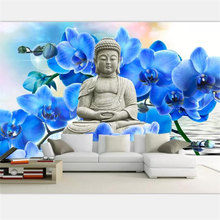 Beibehang papel de parede decorativo personalizado para casa foto sala quarto estátua de buda água mural de fundo de tv 2024 - compre barato