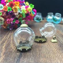 20set/lot 20*15mm globe glass antique bronze crown base cap vial pendant glass bottle orb cover dome glass necklace pendant 2024 - buy cheap