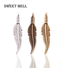 Sweet Bell 80 pcs 7*32mm two color Zinc Alloy Feathers Charms Diy Jewelry Findings Jewelry Accessories wholesale 2D248 2024 - buy cheap