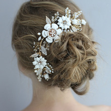 Floralbride Handmade Crystal Rhinestone Pearls Flower Wedding Hair Comb Set Bridal Headdress Hair Accessories Women Jewelry 2024 - buy cheap