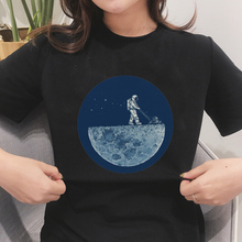 Женская футболка с коротким рукавом, Повседневная футболка в стиле Харадзюку с принтом «космический» 2024 - купить недорого