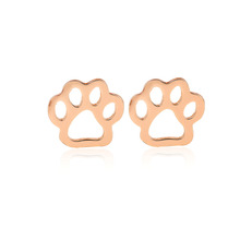 Oly2u Stainless Steel Bear Paw Earrings Dog Print Posts Lover Gifts Cartoon Women Rose Studs Earrings Animal Footprint Earring 2024 - buy cheap