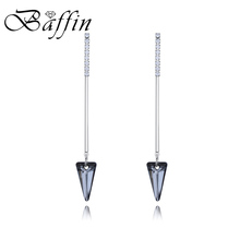 BAFFIN Genuine Triangle Crystals From SWAROVSKI Long Chain Drop Earrings Silver Color Chic Jewelry For Women Party Wedding 2018 2024 - buy cheap