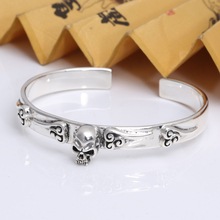 Handcrafted Thailand 925 Silver Skull Bangle Vintage Sterling Silver Skull Cuff Bracelet Skeleton Bangle 2024 - buy cheap