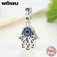 Genuine 925 Sterling Silver Hamsa Hand  Eye Charms Dangles Fit Original WST Bracelet Necklace Authentic Jewelry Gift 2024 - buy cheap