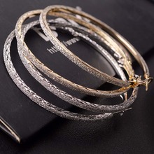 TREAZY New Arrival Unique Fashion Punk Style Generous Gold Silver Color Big Circle Hoop Earrings For Women Bride Party Jewelry 2024 - buy cheap