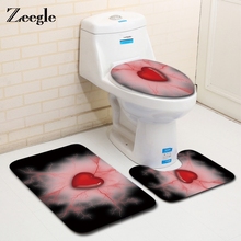 Zeegle Valentine Heart 3Piece/set Mats For Bathroom And Toilet Washable Toilet Bath Mats Set Anti-slip Bathroom Rugs Floor Mats 2024 - buy cheap