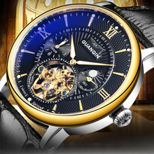 GUANQIN Mens Watches Top Brand Luxury Tourbillon Skeleton Luminous Clock Men Casual Leather Automatic Mechanical Wrist Watch 2024 - buy cheap
