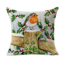 Merry Christmas Linen Square Throw Flax Pillow Case Decorative Cushion Pillow Cover almofadas housse de coussin 45*45cm #TX 2024 - buy cheap