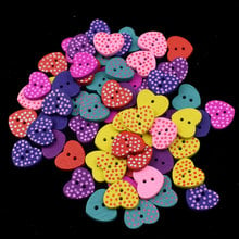 Botones de madera con estampado corazón amor mixto, botones de costura decorativos para Scrapbooking, accesorios artesanales, decoración, 15MM 2024 - compra barato