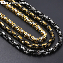 Davieslee Mens Necklace Byzantine Box Chain Black Gold Silver Color Stainless Steel Necklaces For Men Dropshipping 5-8mm DKNN25 2024 - buy cheap