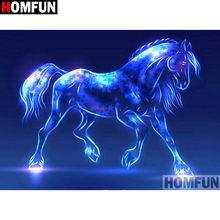 Homfun quadrado completo/broca redonda 5d diy pintura de diamante "cavalo luminoso" bordado ponto cruz 3d decoração de casa a10540 2024 - compre barato